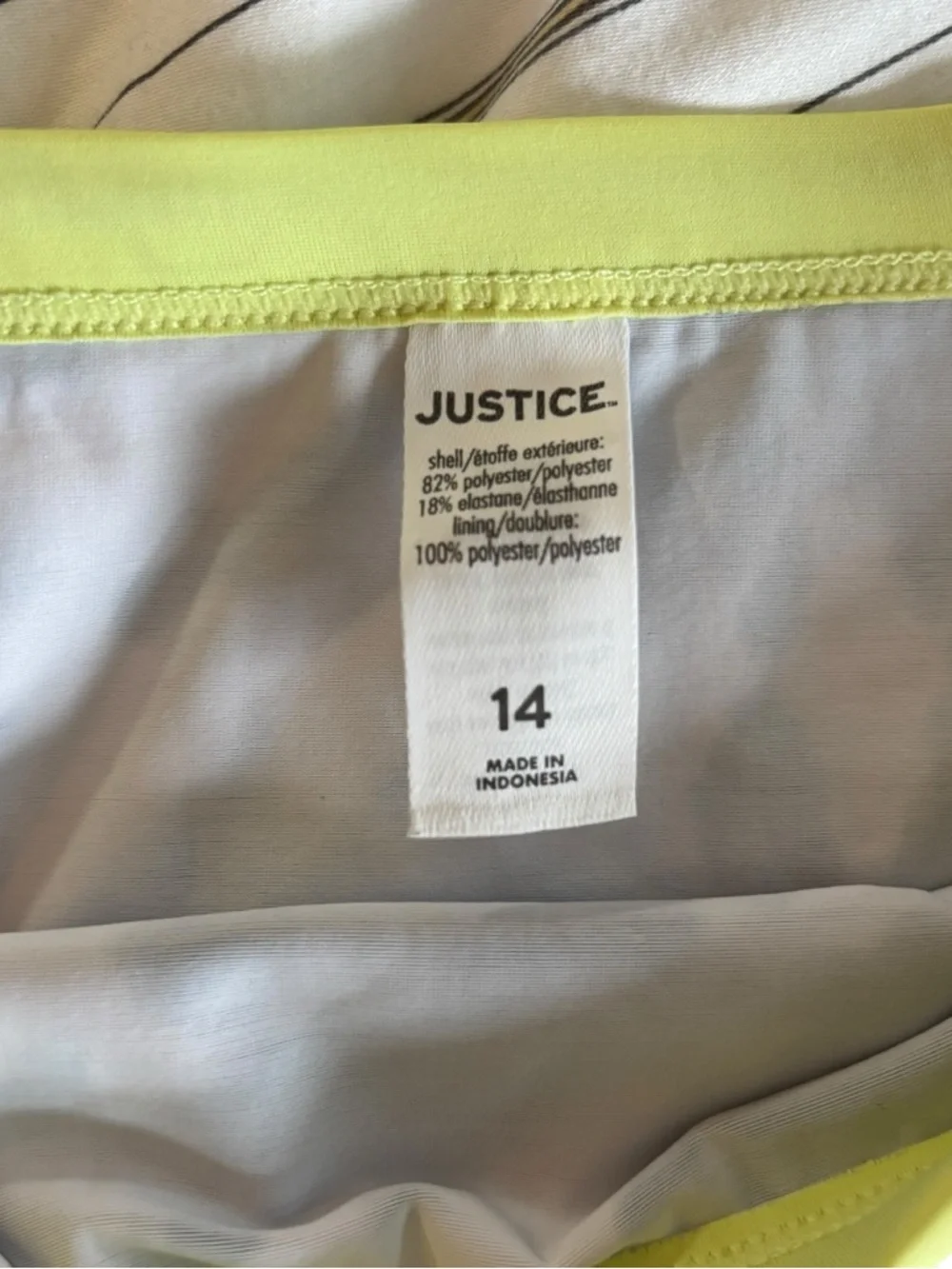 Justice Black & White Tie-Dye Bikini with Yellow Trim